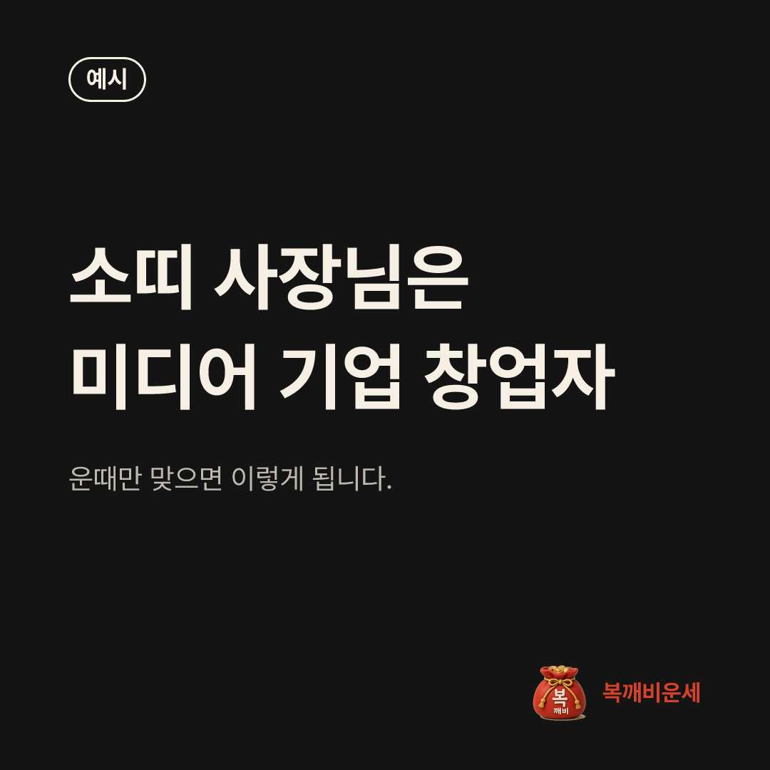 예시 카드 — 소띠 사장님은 미디어 기업 창업자
