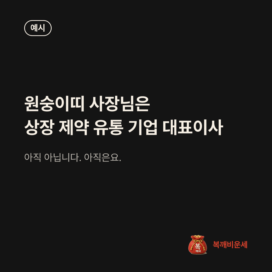 예시 카드 — 원숭이띠 사장님은 상장 제약 유통 기업 대표이사